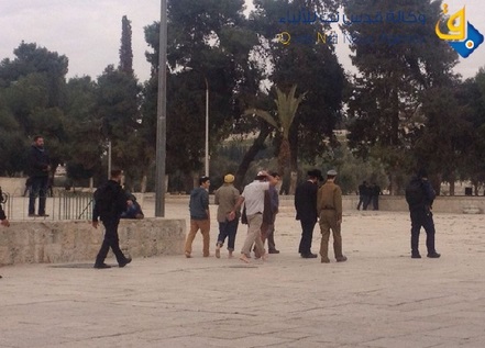 مستوطنون يؤدون طقوسًا تلمودية أمام بوابات الأقصى